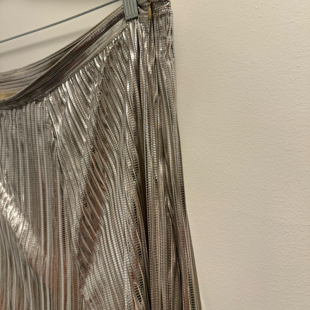 Anthropologie Metallic Silver A-Line Skirt - Picture 5 of 8